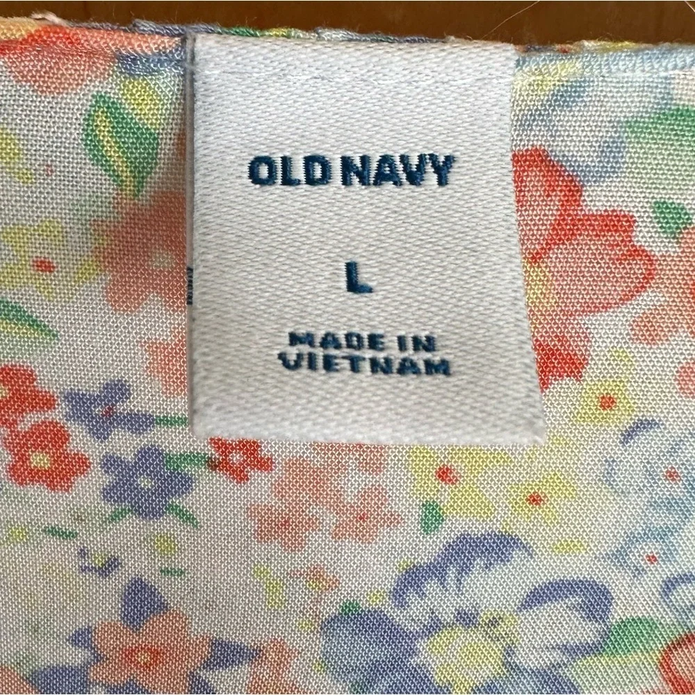 Old Navy Tie Wrap Surplice Floral Short Sleeved Puff Sleeve Blouse Sz L